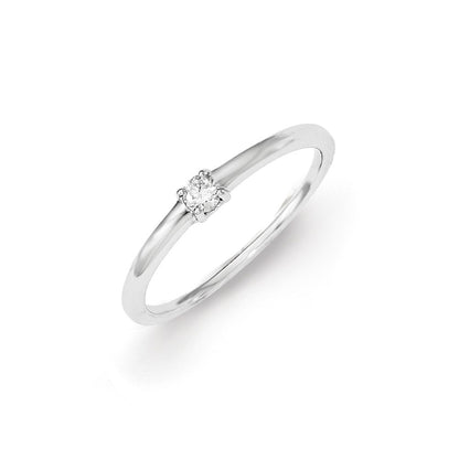 Sterling Silver Polished Diamond Ring