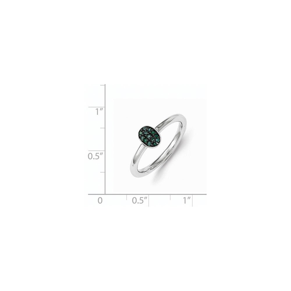 Sterling Silver Blue Diamond Ring