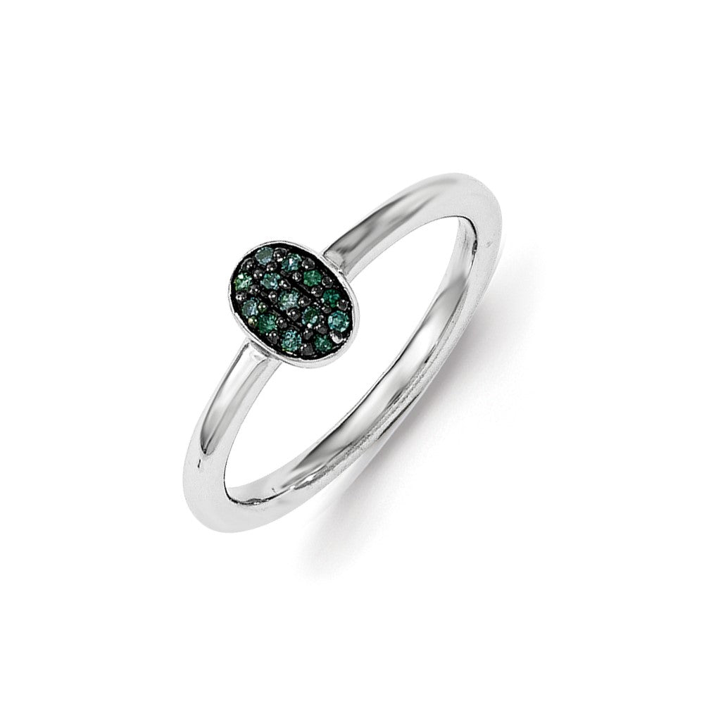 Sterling Silver Blue Diamond Ring