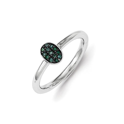 Sterling Silver Blue Diamond Ring