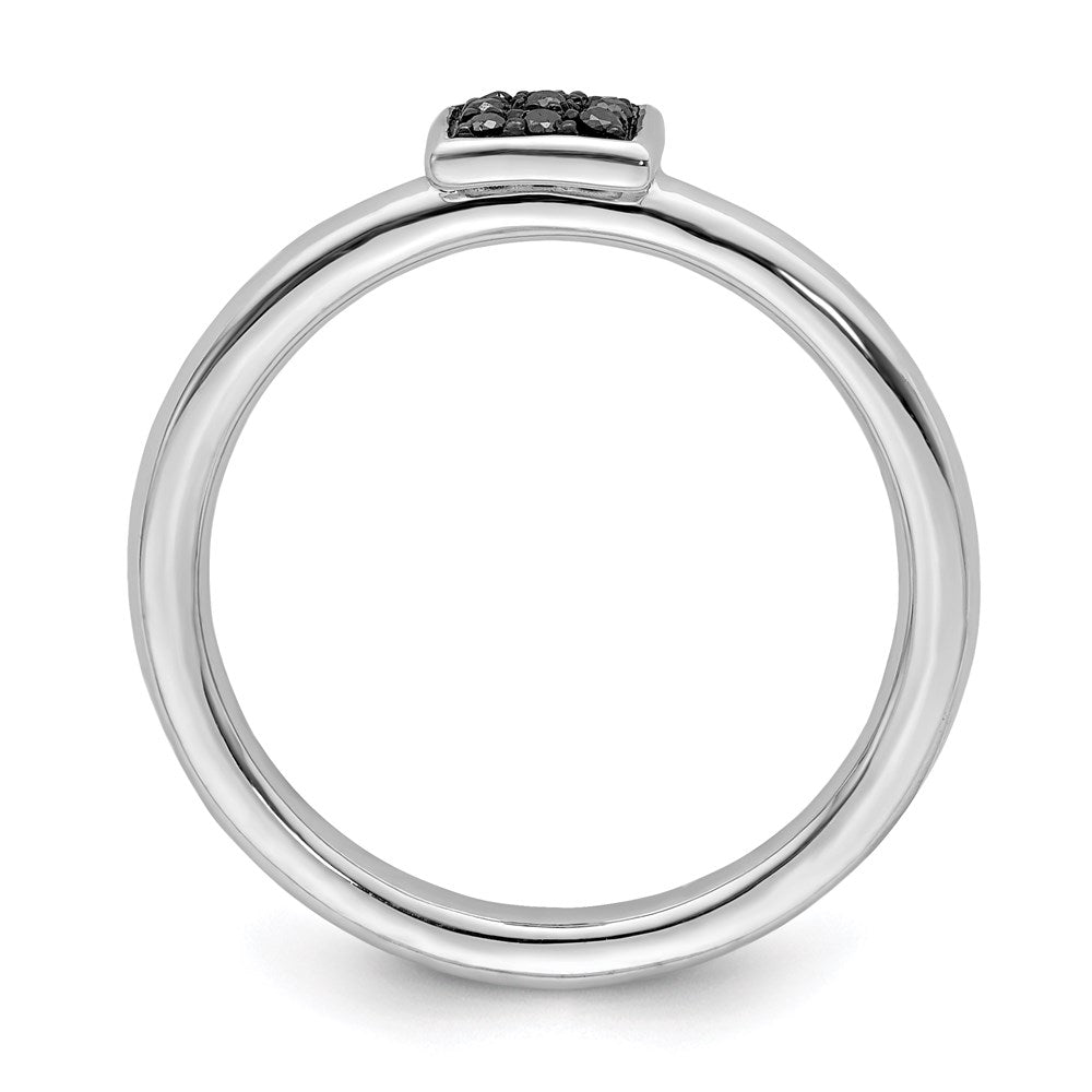 Sterling Silver Rhodium Plated Black Diamond Ring
