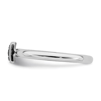 Sterling Silver Rhodium Plated Black Diamond Ring