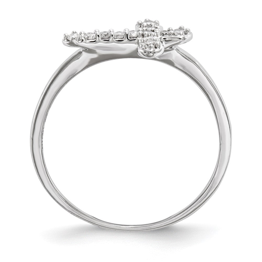 Sterling Silver Diamond Cross Ring