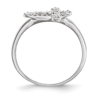 Sterling Silver Diamond Cross Ring