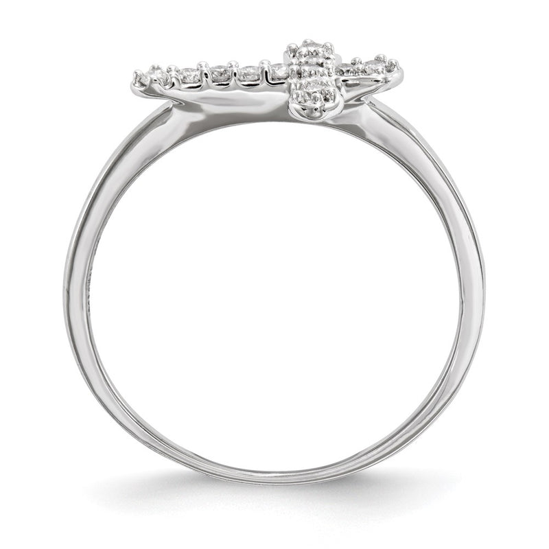 Sterling Silver Diamond Cross Ring
