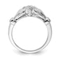 Sterling Silver Rhodium Diamond Claddagh Ring