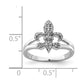 Sterling Silver Rhodium Diamond Fleur De Lis Ring