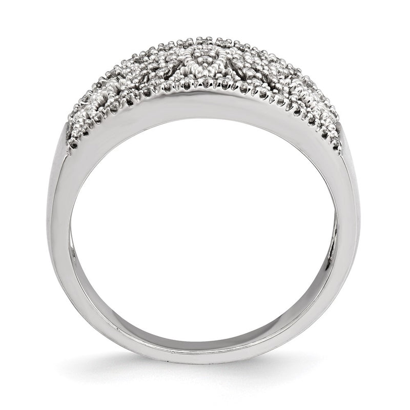 Sterling Silver Polished Diamond Ring