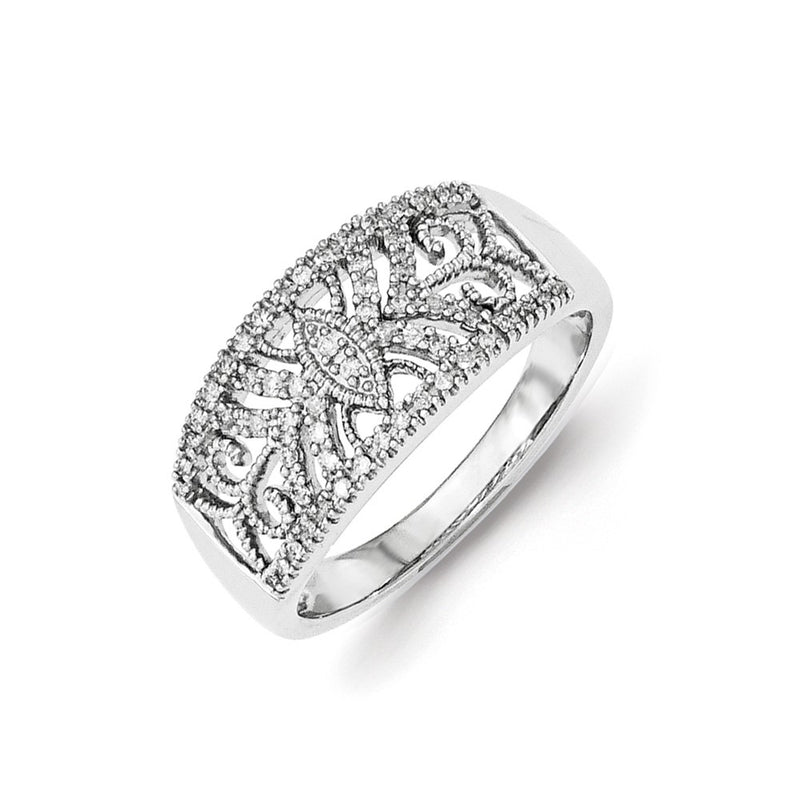 Sterling Silver Polished Diamond Ring