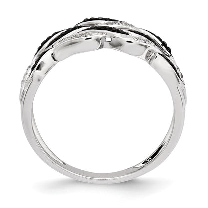 Sterling Silver Black and White Diamond Ring