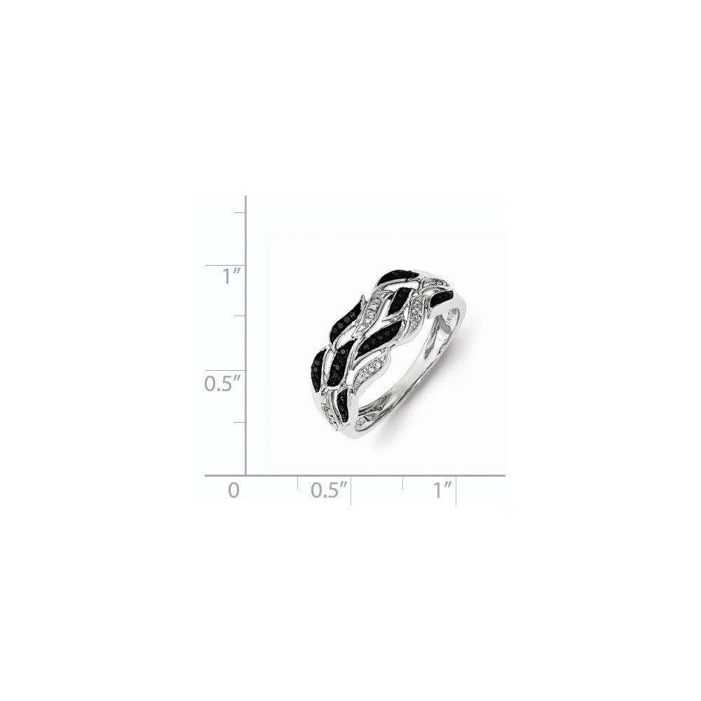 Sterling Silver Black and White Diamond Ring