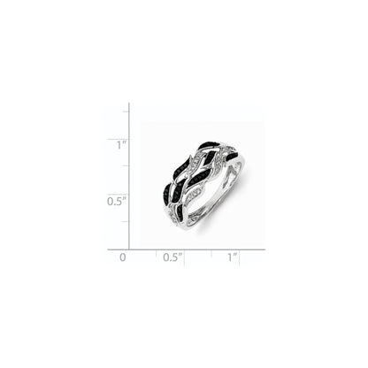 Sterling Silver Black and White Diamond Ring