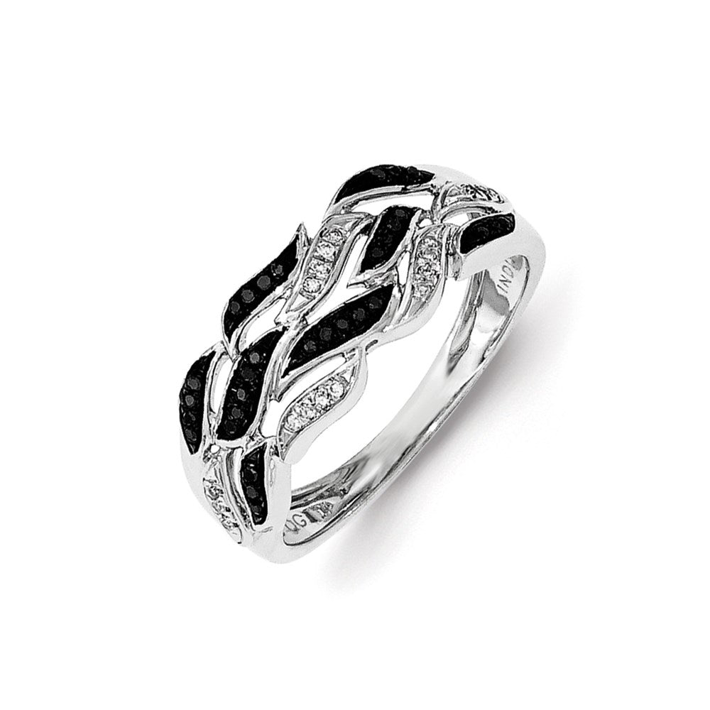 Sterling Silver Black and White Diamond Ring