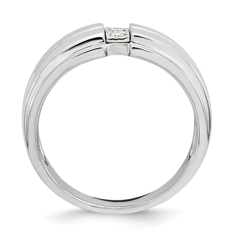 Sterling Silver Men's Polished Diamond Ring