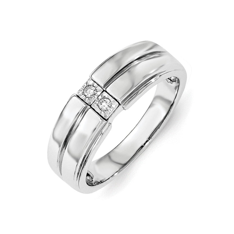 Sterling Silver Men's Polished Diamond Ring