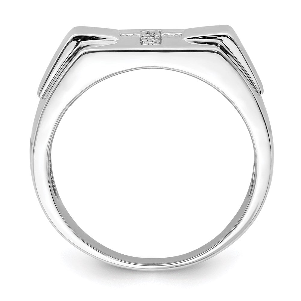 Sterling Silver Rhodium Diamond Cross Signet Ring