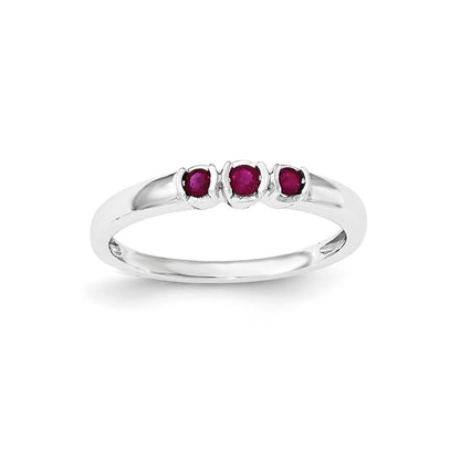 Sterling Silver Polished Ruby Ring
