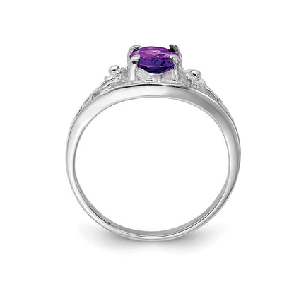 Sterling Silver Rhodium-plated Amethyst Ring