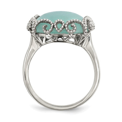 Sterling Silver Created Amazonite Polished and Textured Ring