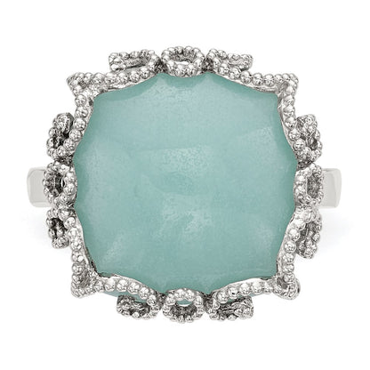 Sterling Silver Created Amazonite Polished and Textured Ring