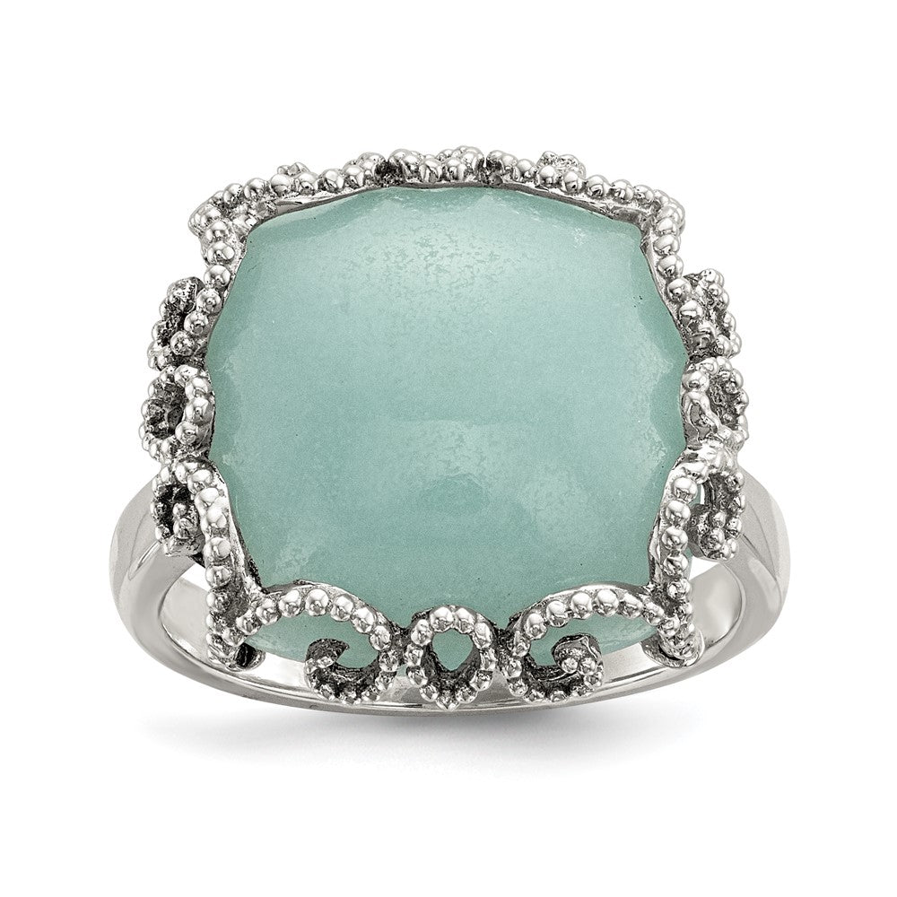 Sterling Silver Created Amazonite Polished and Textured Ring
