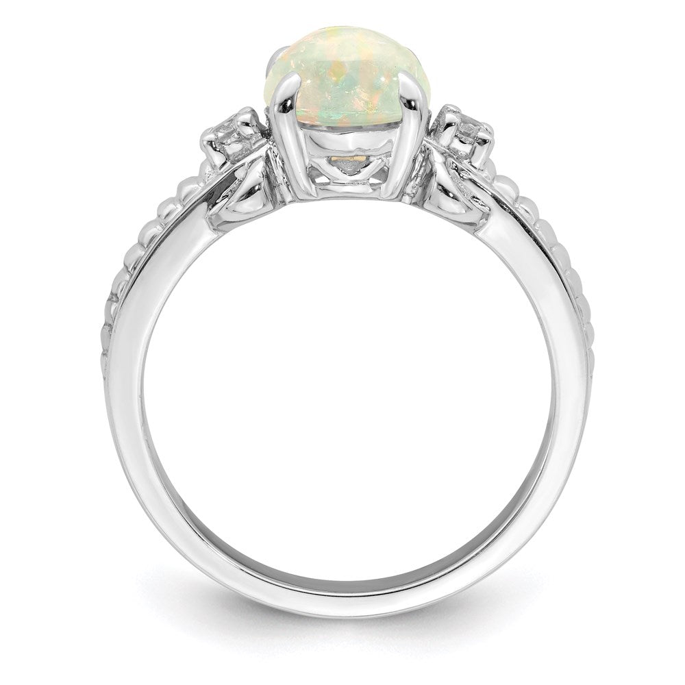 Sterling Silver w/ Ethiopian Opal & White Quartz Polished Ring