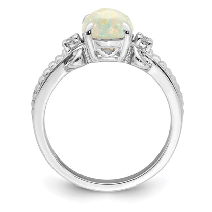 Sterling Silver w/ Ethiopian Opal & White Quartz Polished Ring