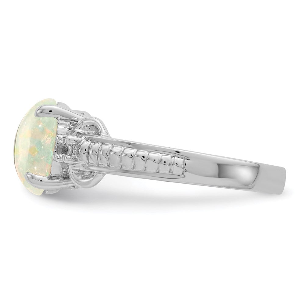 Sterling Silver w/ Ethiopian Opal & White Quartz Polished Ring