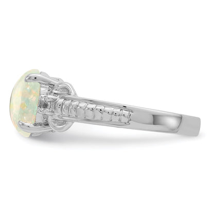 Sterling Silver w/ Ethiopian Opal & White Quartz Polished Ring