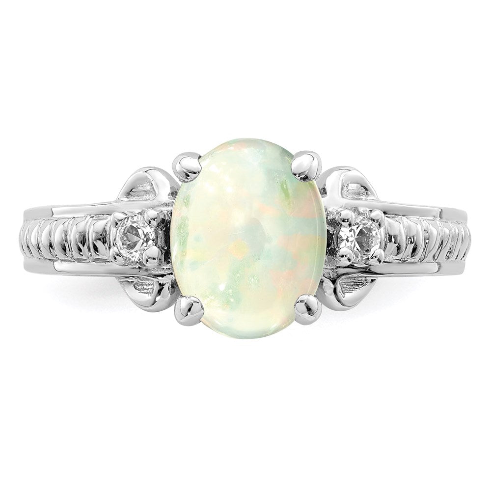 Sterling Silver w/ Ethiopian Opal & White Quartz Polished Ring