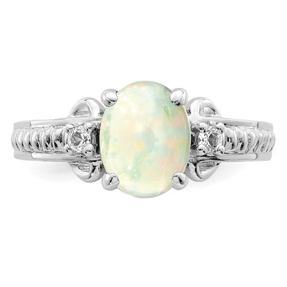 Sterling Silver w/ Ethiopian Opal & White Quartz Polished Ring