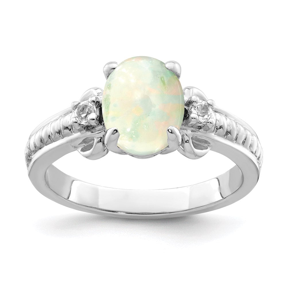 Sterling Silver w/ Ethiopian Opal & White Quartz Polished Ring
