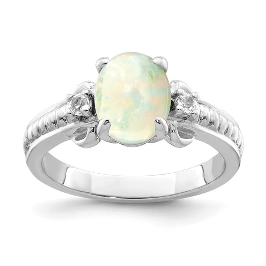 Sterling Silver w/ Ethiopian Opal & White Quartz Polished Ring