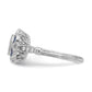 Sterling Silver Rhodium-plated CZ and Lab Cr. Blue Sapphire Flower Ring