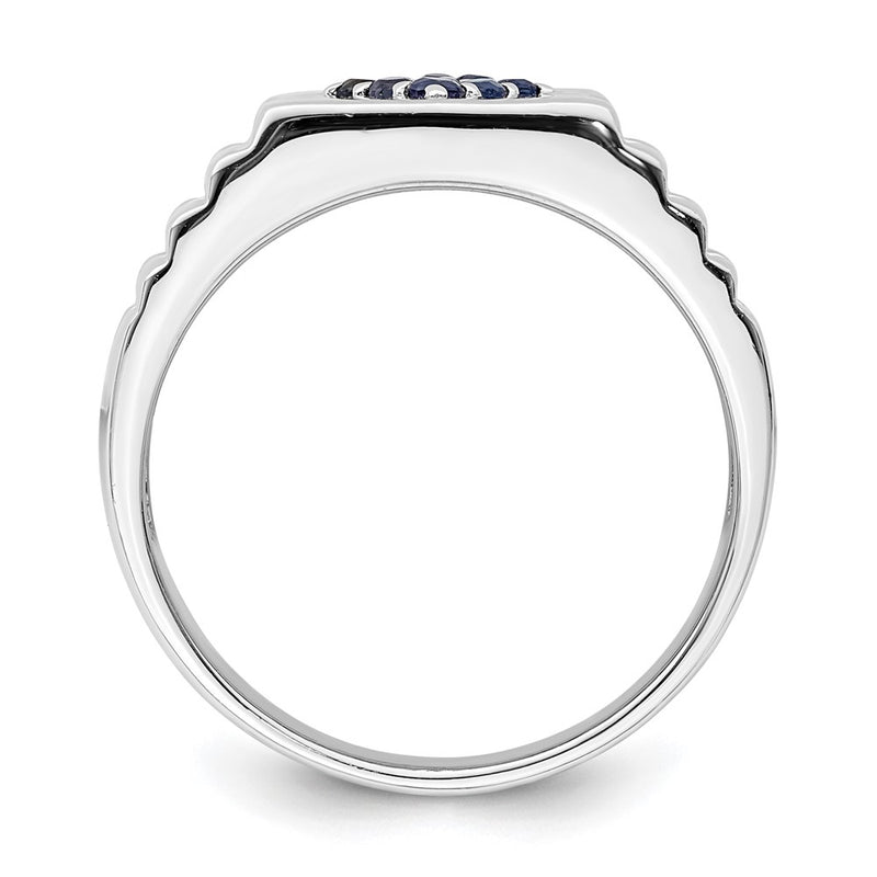 Sterling Silver Men's Blue Sapphire Ring
