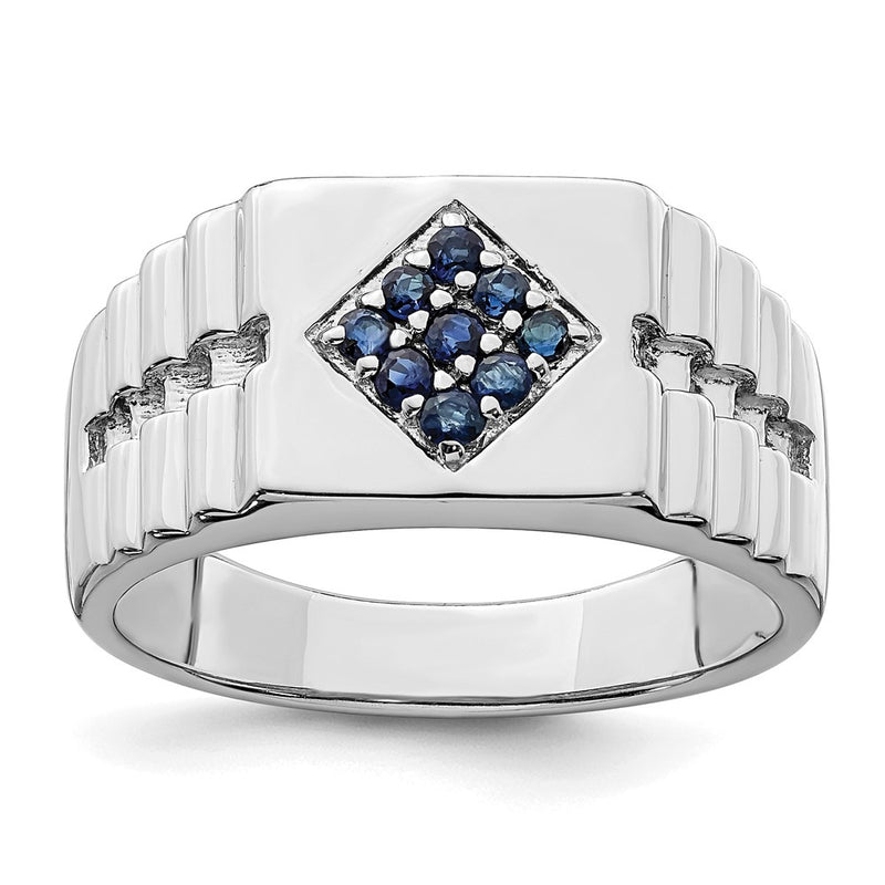 Sterling Silver Men's Blue Sapphire Ring