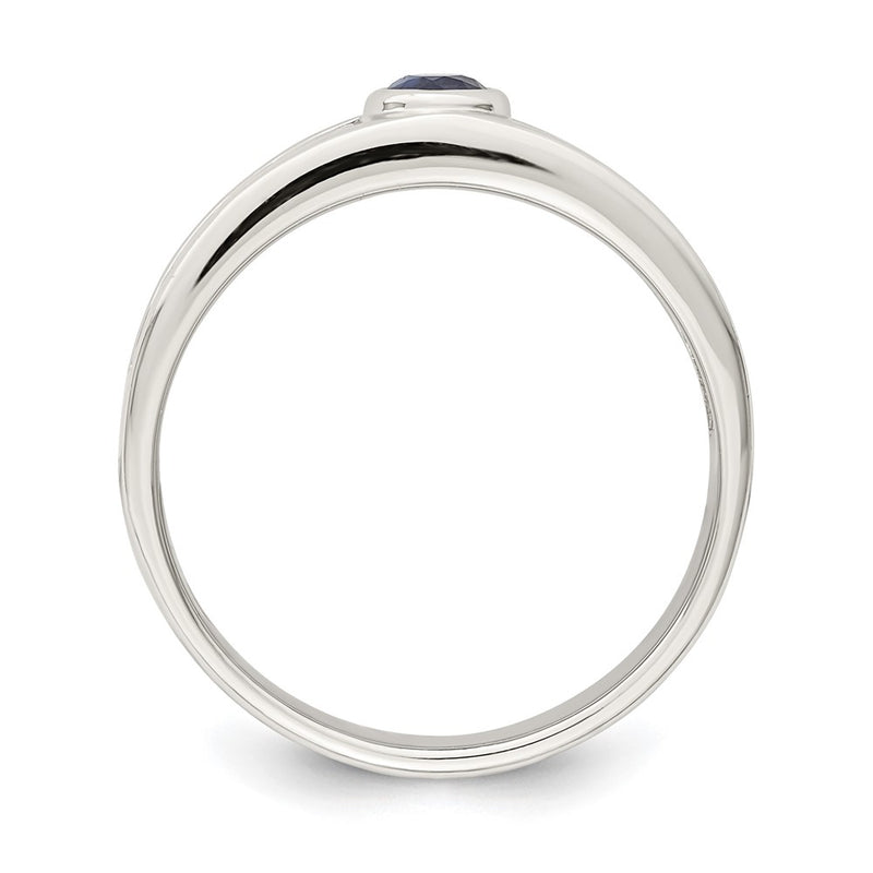 Sterling Silver Men's Blue Sapphire Ring
