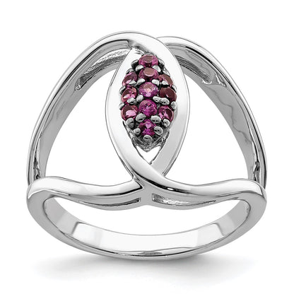 Sterling Silver Rhod-plat Rhodolite Garnet Ring