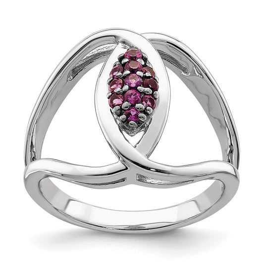 Sterling Silver Rhod-plat Rhodolite Garnet Ring