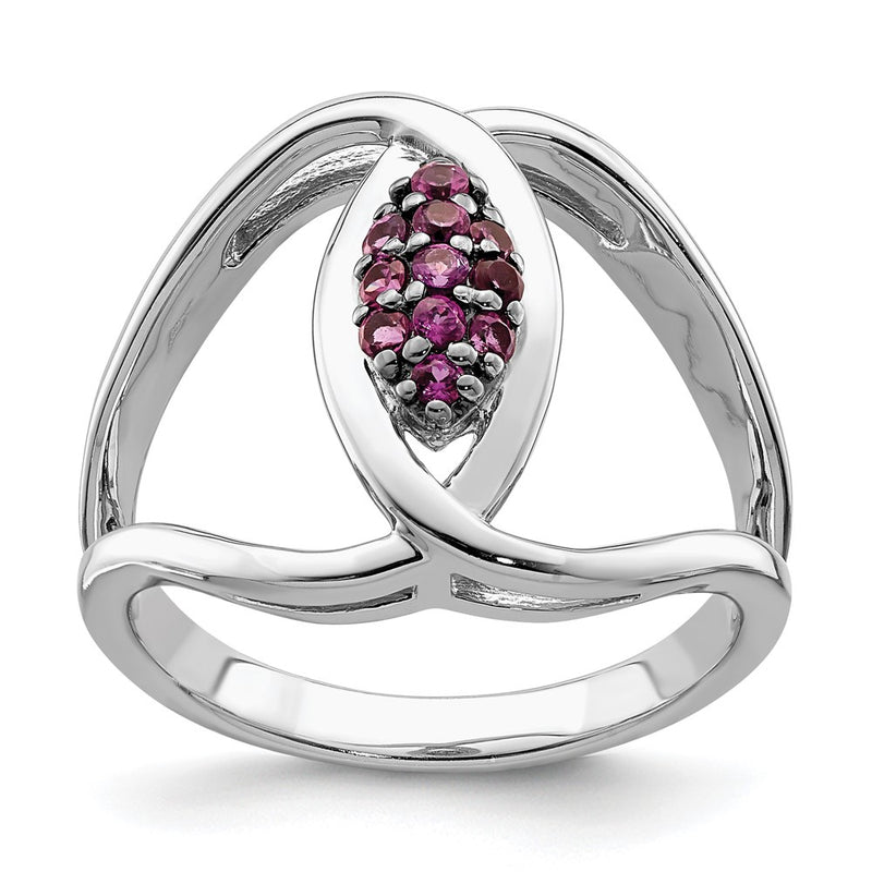 Sterling Silver Rhod-plat Rhodolite Garnet Ring