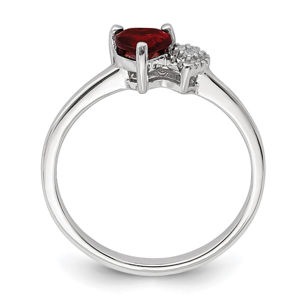 Sterling Silver Polished Garnet and Diamond Ring