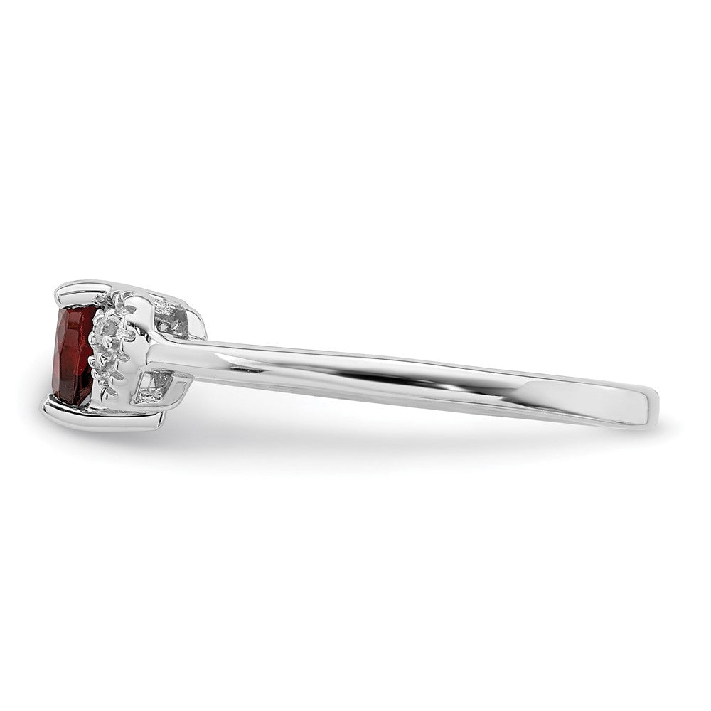 Sterling Silver Polished Garnet and Diamond Ring
