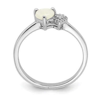 Sterling Silver Polished Lab Created Opal and Diamond Ring