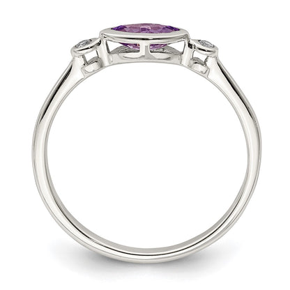 Sterling Silver Polished Amethyst and White Topaz Ring