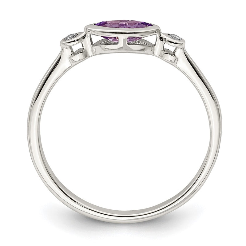 Sterling Silver Polished Amethyst and White Topaz Ring