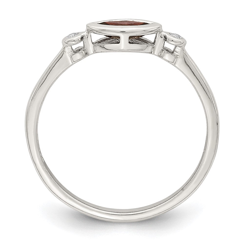 Sterling Silver Polished Garnet and White Topaz Ring