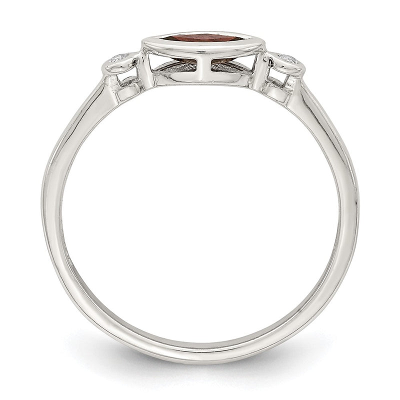 Sterling Silver Polished Garnet and White Topaz Ring