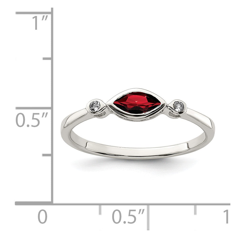 Sterling Silver Polished Garnet and White Topaz Ring