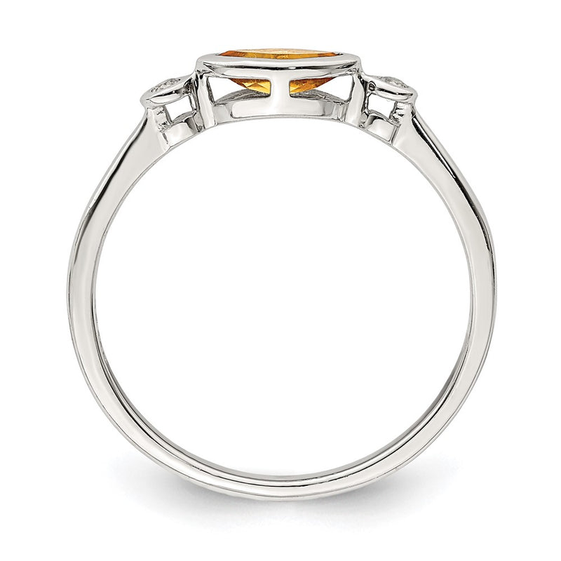 Sterling Silver Polished Citrine and White Topaz Ring
