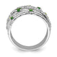 Sterling Silver Rhod-plat Chrome Diopside and Peridot Ring